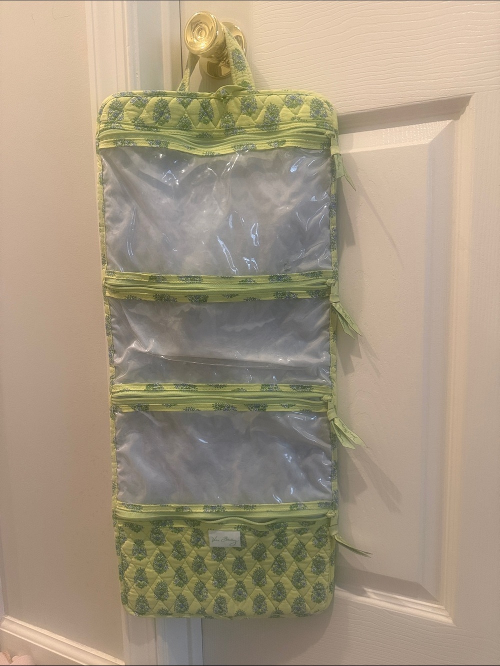 Vera Bradley Hanging Quilted Clear Pocket Organizer - Lime Green